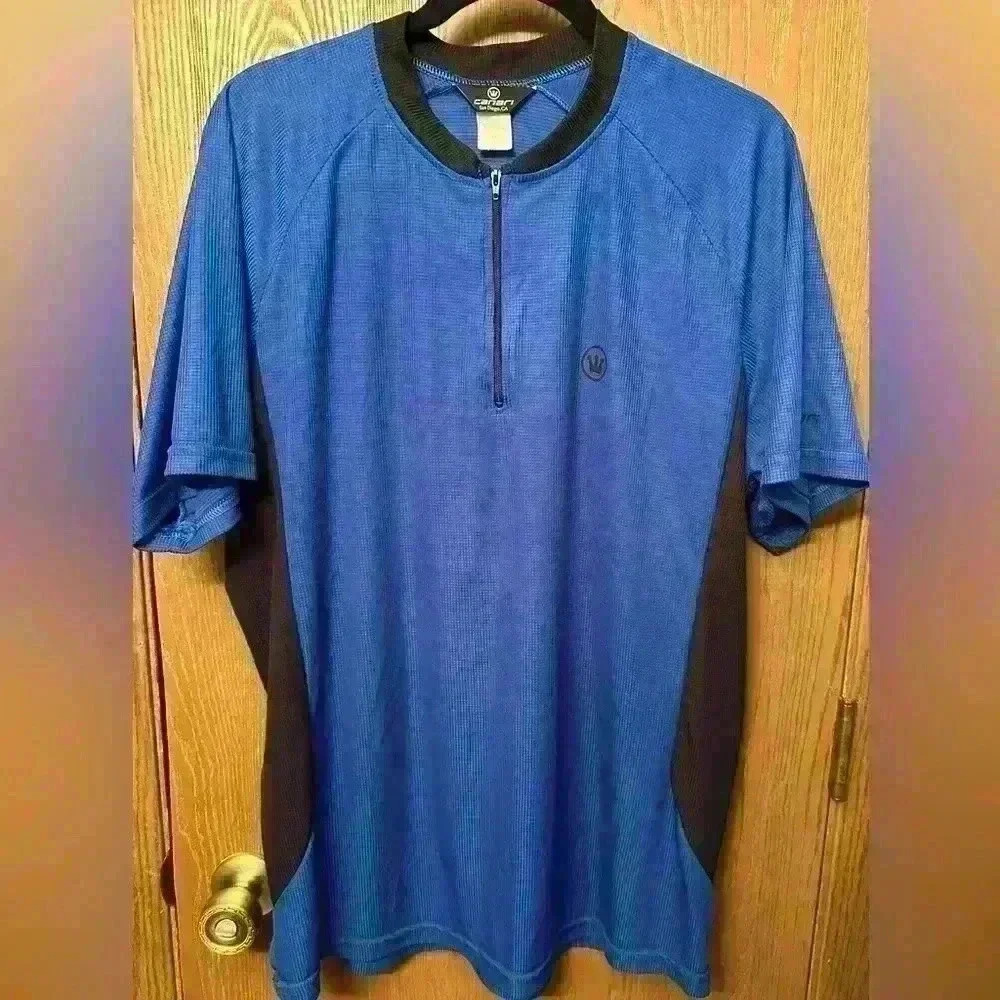 Canari Cycling Jersey Men’s Blue/Black‎ 1/4 Zip Short Sleeve 100% Polyester - XL